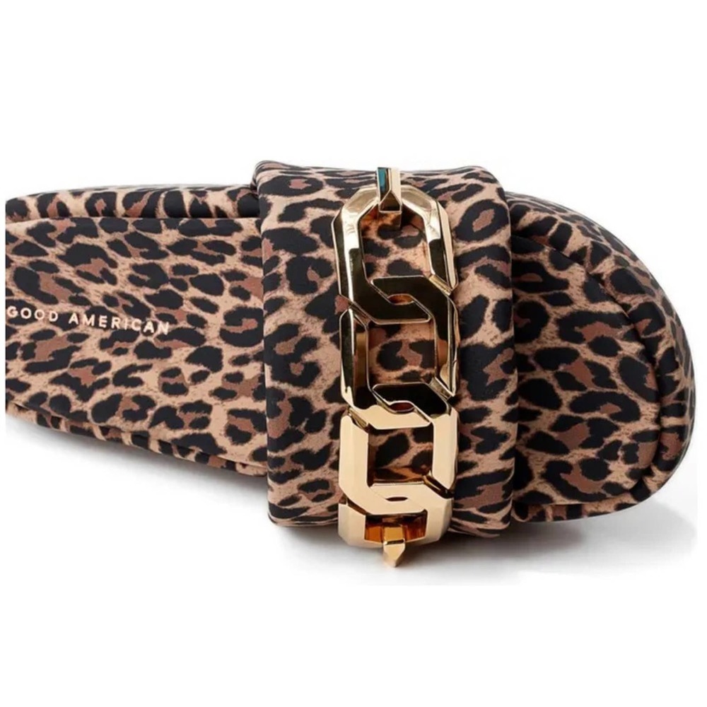 Good American Chain Platform Slide Sandal, Pale Leopard, NIB - Picture 3 of 7